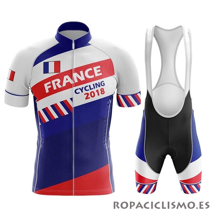 2018 Maillot Campeon Francia Tirantes Mangas Cortas Azul Blanco Rojo